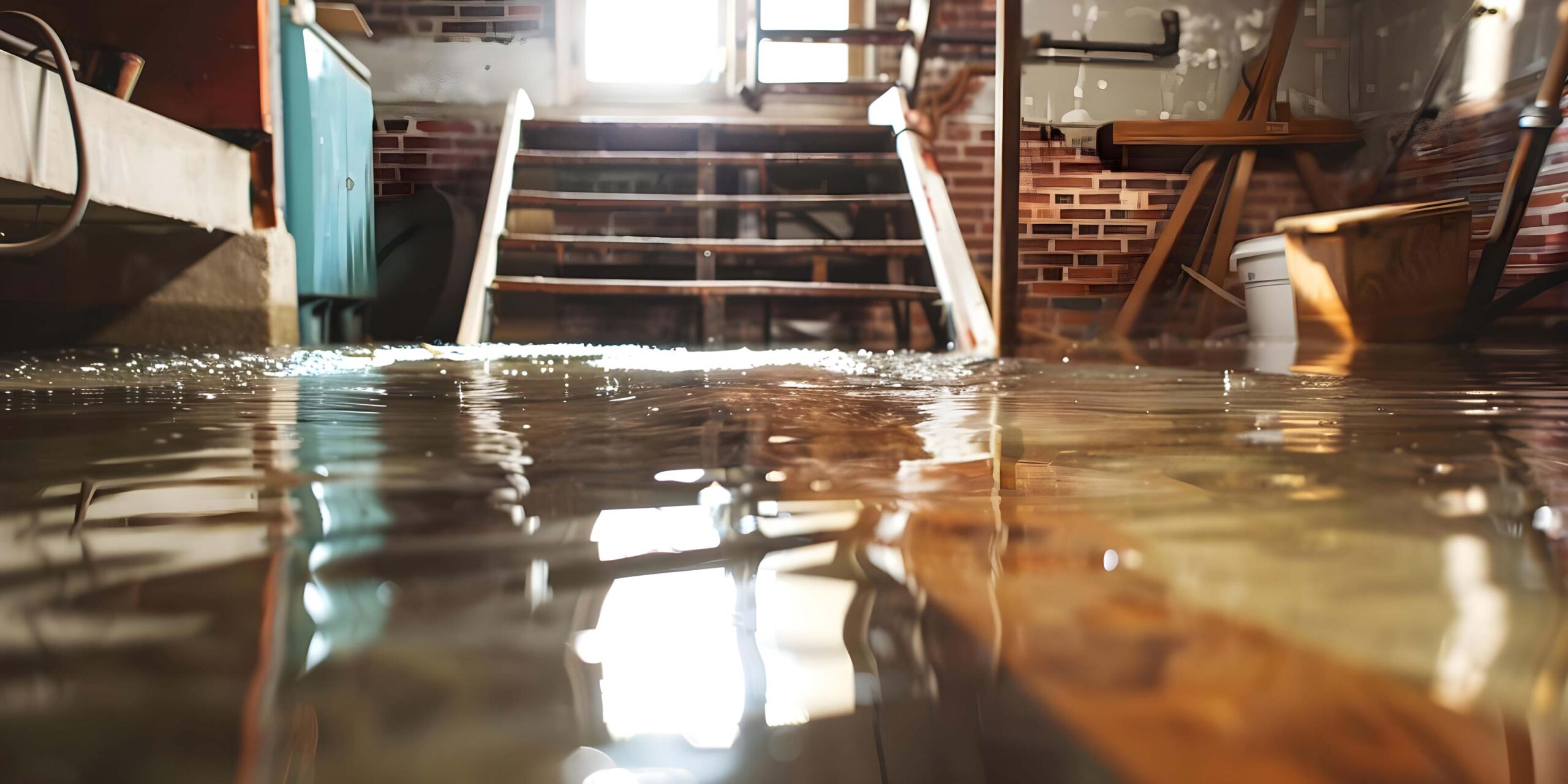 Flooded Basement With Bursted Pipe